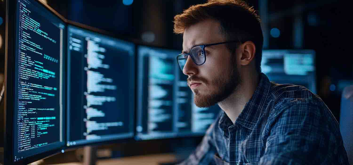 IT risk consultant assessing cybersecurity vulnerabilities in a business network