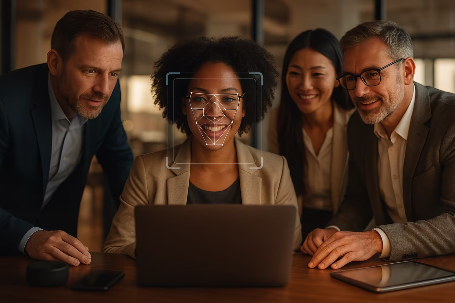 Diverse professionals using passwordless authentication